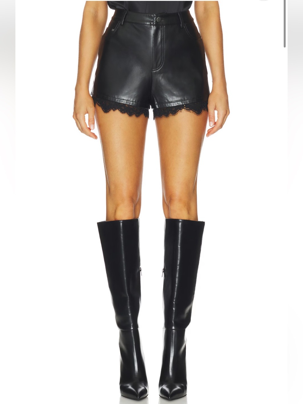 CAMI NYC Renee Faux Leather Lace Trim Shorts Size 2  NWOT